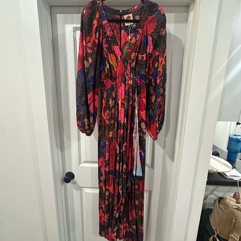 FARM Rio Pink Multicolor Floral-Print Maxi Dress NWT